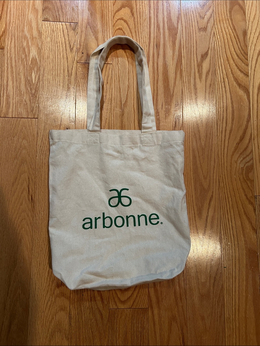 Arbonne Cream Canvas Tote with Green Logo